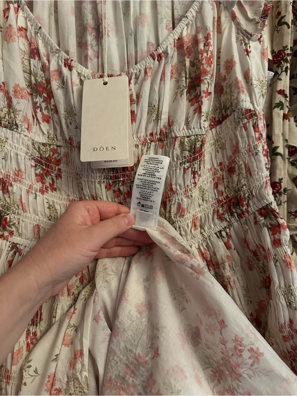 NWT $350 DOEN QUINETTE DRESS in IVORY LANTANA FLORAL Sz Medium - Picture 9 of 16